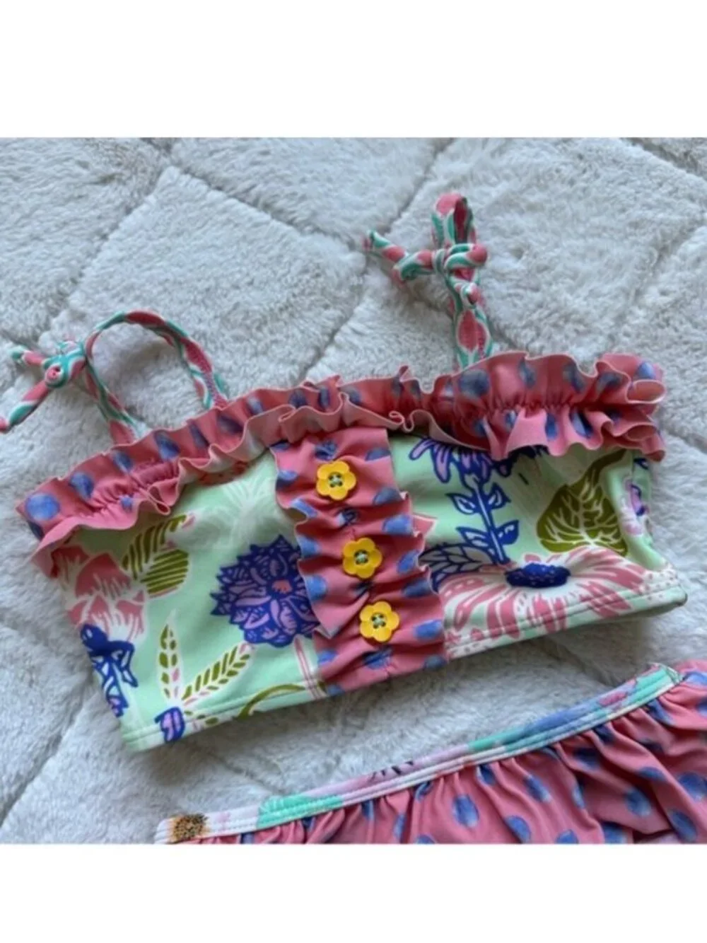Matilda Jane | Aqua & Pink Floral Cannonball & Seashells Bikini Set | Size 4